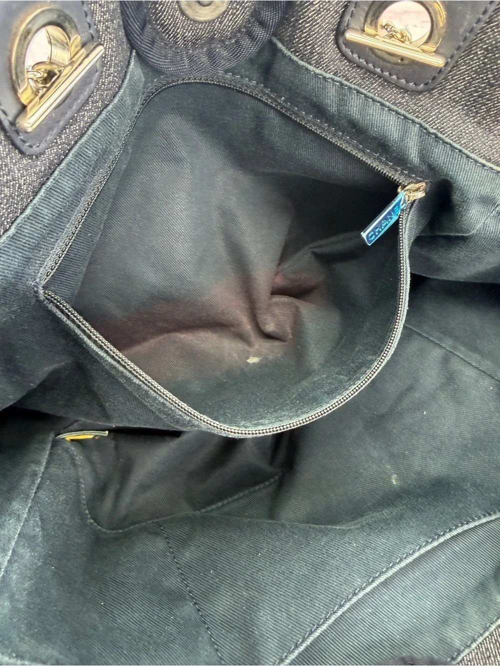 Chanel Dark Blue Denim Deauville Medium Tote Bag